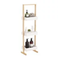 Стеллаж для ванной Lemer Nice 3 полки 26x70x17 см цвет белый/дерево