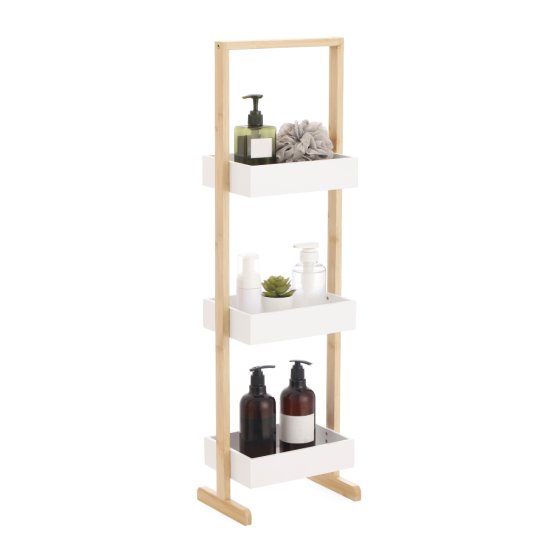 Стеллаж для ванной Lemer Nice 3 полки 26x70x17 см цвет белый/дерево