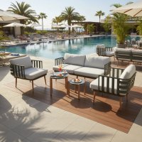 Набор садовой мебели для отдыха Garden Story Ashland GS066 металл зелено-серый диван 1 шт. кресло 2 шт. столик 2 шт.