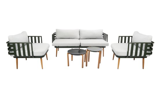 Набор садовой мебели для отдыха Garden Story Ashland GS066 металл зелено-серый диван 1 шт. кресло 2 шт. столик 2 шт.