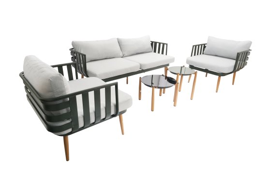 Набор садовой мебели для отдыха Garden Story Ashland GS066 металл зелено-серый диван 1 шт. кресло 2 шт. столик 2 шт.