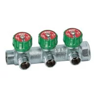 Коллектор Far 1 ВР(г) х 3 выхода 3/4 НР(ш) ЕК х 1 НР(ш) регулирующий с вставкой под плоское уплотнение (FK 3822 134UN)