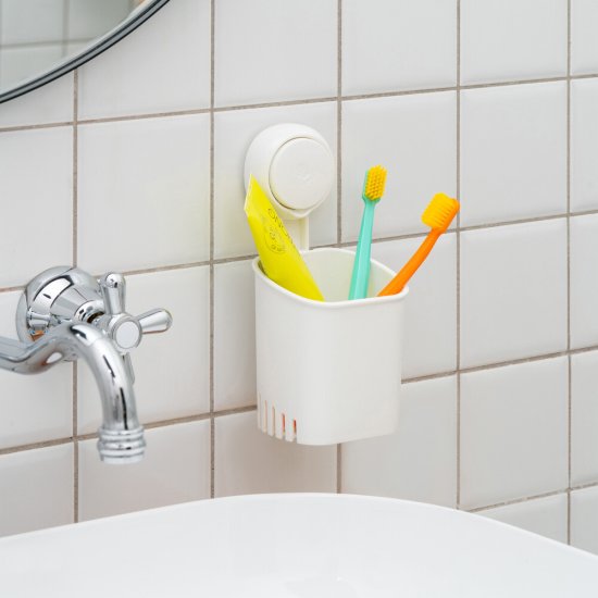 Стакан для ванной Master House Нодрил с держателем пластик белый (75966)