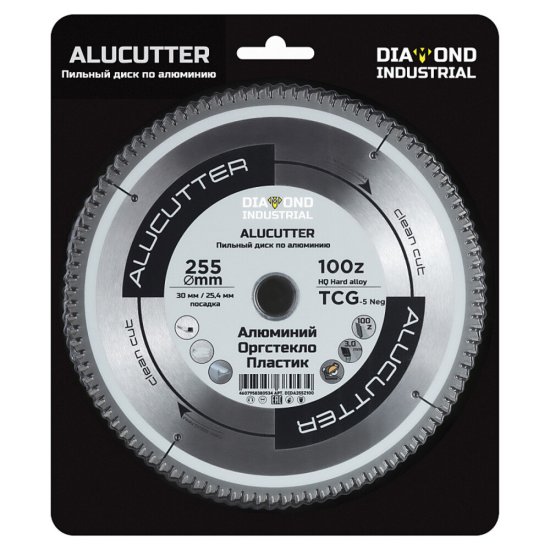 Диск пильный по пластику Diamond Industrial AluCutter 255х30х3,1 мм 100 зубьев (DIDA255Z100)