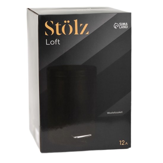 Ведро для мусора Stölz с крышкой 12 л нержавеющая сталь черный с педалью