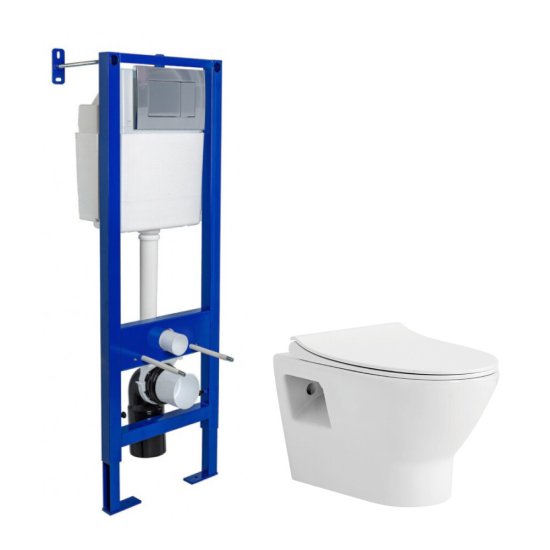 Комплект инсталляции Berges Forta с унитазом Corsa Deco KX Rimless с кнопкой хром и сиденьем дюропласт микролифт быстросъем