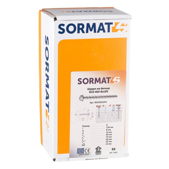 Анкер-шуруп Sormat SCS для бетона 8x130 мм (50 шт.)