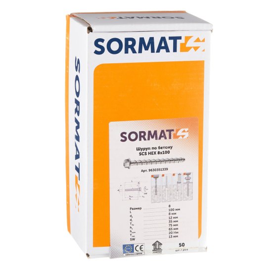 Анкер-шуруп Sormat SCS для бетона 8x100 мм (50 шт.)