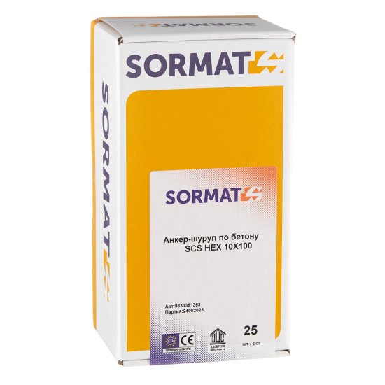 Анкер-шуруп Sormat SCS для бетона 10x100 мм (25 шт.)