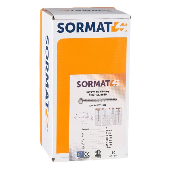 Анкер-шуруп Sormat SCS для бетона 8x60 мм (50 шт.)