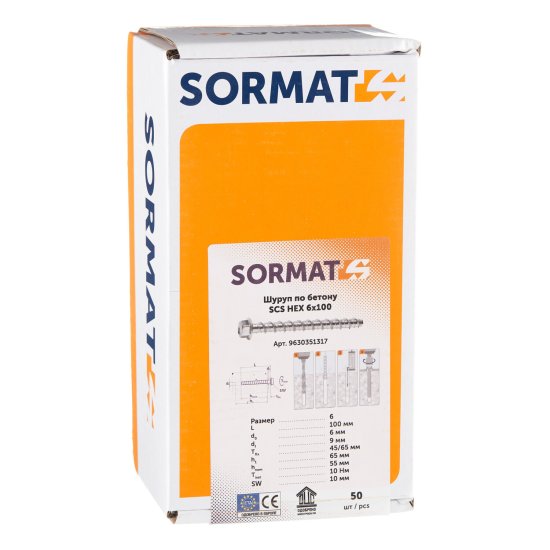 Анкер-шуруп Sormat SCS для бетона 6x100 мм (50 шт.)