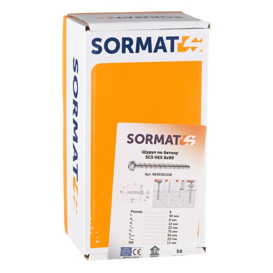 Анкер-шуруп Sormat SCS для бетона 8x90 мм (50 шт.)