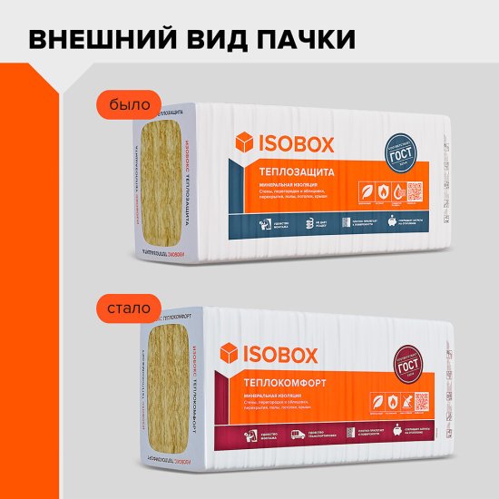Утеплитель Изобокс Теплокомфорт/Теплозащита 38P 100х610х1200 мм 4,39 кв.м