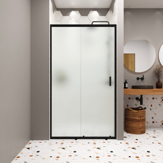 Душевая дверь раздвижная стекло матовое Domani-Spa DoorCube 100х190 см профиль черный (DS04DCb100L0M00.Gt-Black)