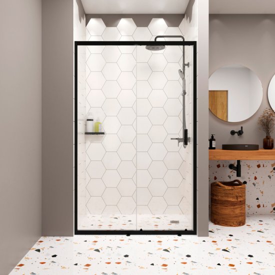 Душевая дверь раздвижная стекло прозрачное Domani-Spa DoorCube 120х190 см профиль черный (DS04DCb120L0Cl00.Gt-Black)