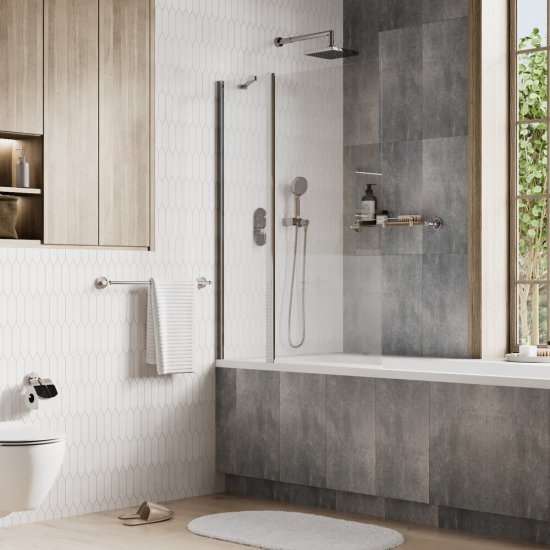 Шторка на ванну распашная 110х140х0,6 см профиль хром WasserKraft Berkel (48P02-110)