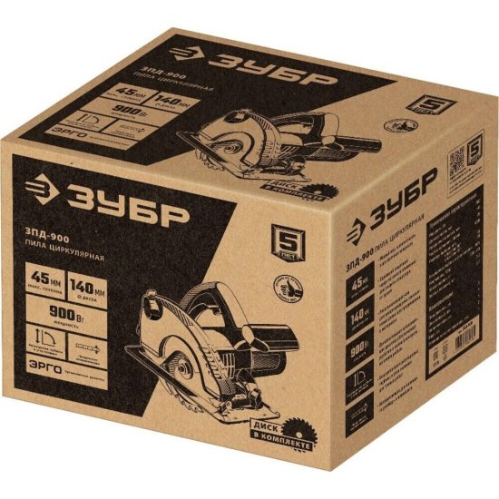 Пила дисковая электрическая Зубр ЗПД-900 900 Вт 140 мм