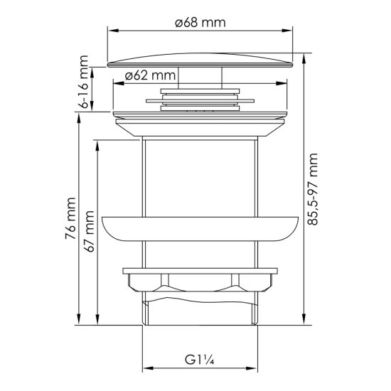 Донный клапан WasserKraft клик-клак 1 1/4 белый (A246)