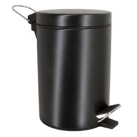 Ведро для мусора WasserKraft K-633B с крышкой 3 л металл черное с педалью