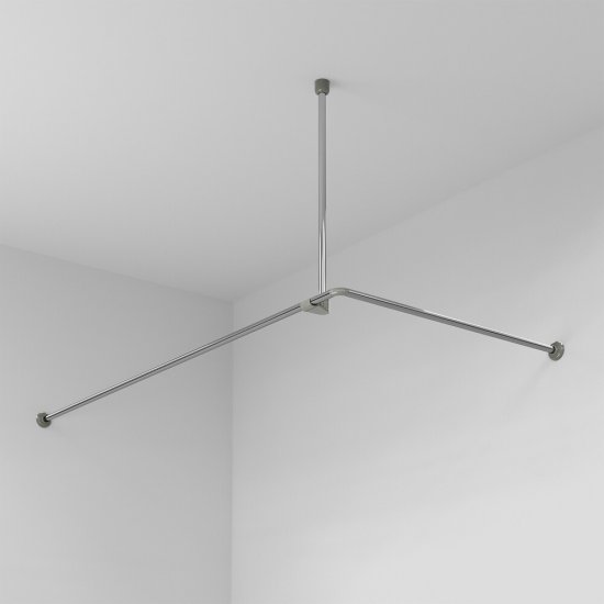 Карниз для ванной 180х90 см сборный Г-образный алюминий хром