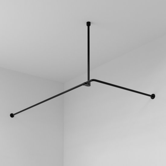 Карниз для ванной 180х90 см сборный Г-образный алюминий черный