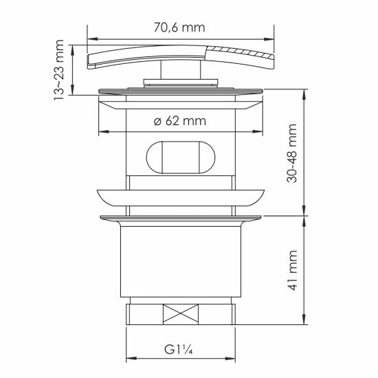 Донный клапан WasserKraft клик-клак 1 1/4 с переливом золото (A168)