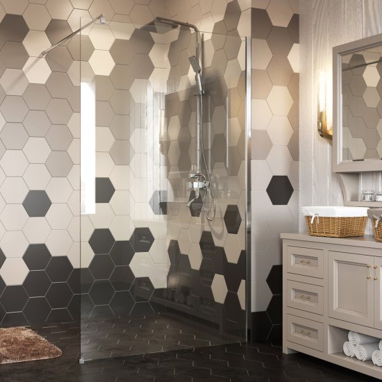 Душевая перегородка WasserKraft Rossel хром 90х200 см стекло прозрачное 8 мм (28W39)