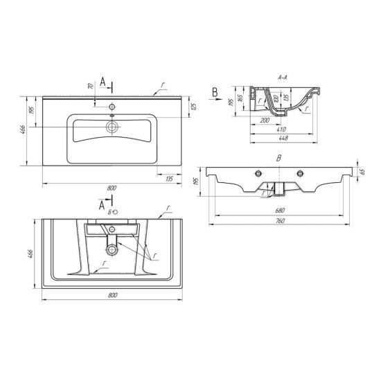 Комплект тумба с раковиной Sanstar Lanciano 80 см подвесная белая (306.1-1.5.1.К)