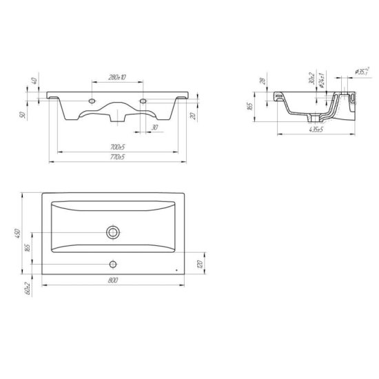 Комплект тумба с раковиной Sanstar Graffa 80 см подвесная дуб вотан/графит софт (453.1-1.4.1.ККОМ)