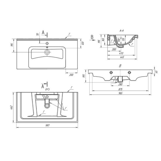 Комплект тумба с раковиной Sanstar Lanciano 100 см подвесная белая (314.1-1.5.1.К)