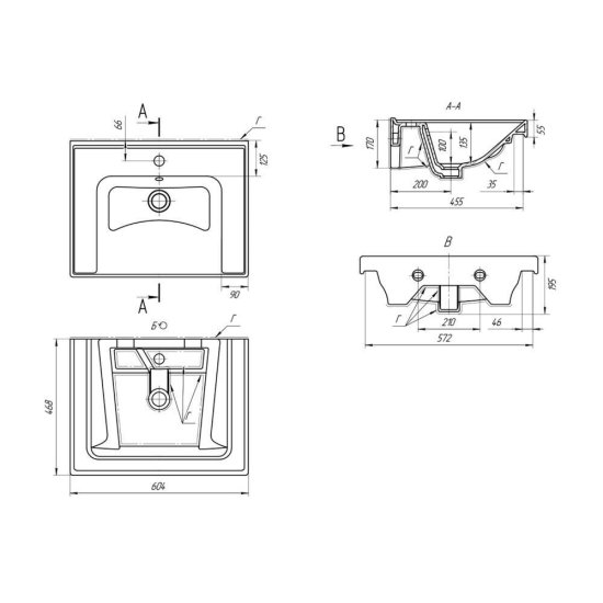 Комплект тумба с раковиной Sanstar Lanciano 60 см подвесная белая (305.1-1.5.1.К)