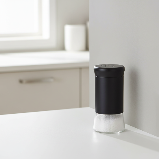 Солонка 0.1 л стекло/пластик цвет черный