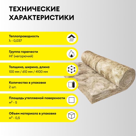 Утеплитель Vetonit Профи 100х610х4100 мм 5 кв.м (2 мата в упаковке)