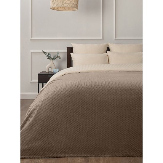 Плед 200х220 см TexRepublic Жаккард микрофибра коричневый