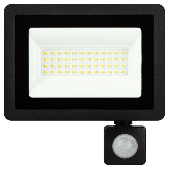 Прожектор светодиодный Эра LPR-042 6500K 50 Вт IP65 с датчиком движения черный