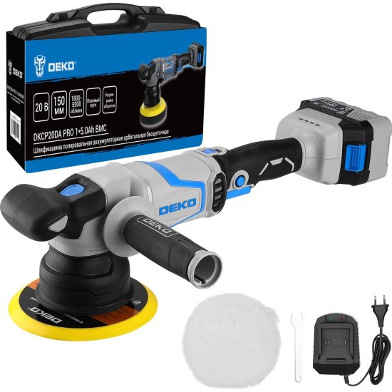 Бесщеточная полировальная аккумуляторная орбитальная шлифмашина DEKO DKCP20DA PRO