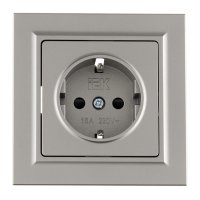 Розетка IEK Brite РСР14-1-0-БрС встраиваемая сталь со шторками (BR-R14-16-K46-F)