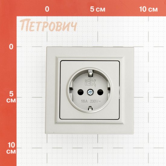Розетка IEK Brite РСР14-1-0-БрС встраиваемая сталь со шторками (BR-R14-16-K46-F)