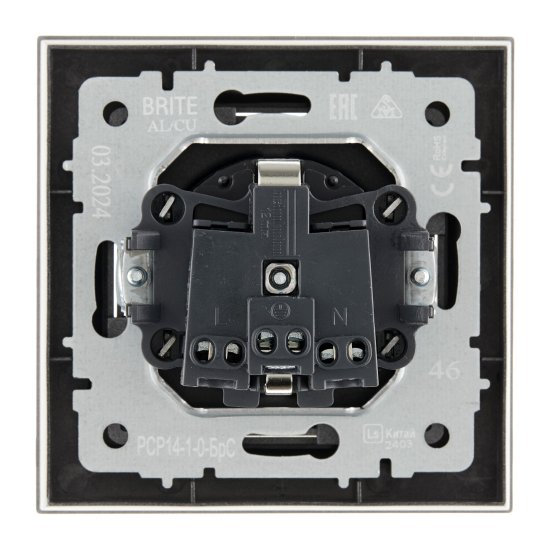 Розетка IEK Brite РСР14-1-0-БрС встраиваемая сталь со шторками (BR-R14-16-K46-F)