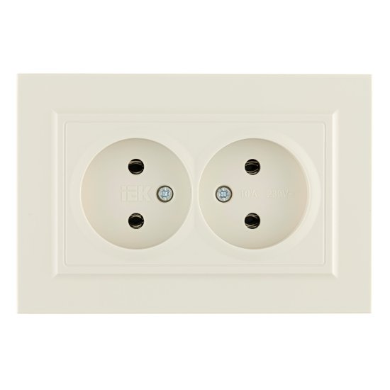 Розетка IEK Brite РС12-2-БрКр встраиваемая бежевая (BR-R20-10-K10-F)