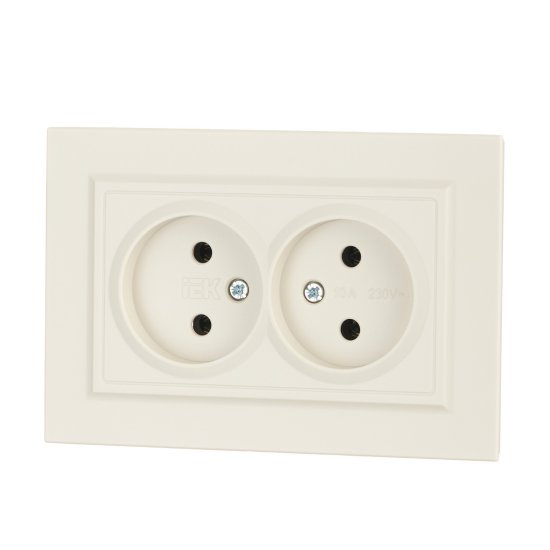 Розетка IEK Brite РС12-2-БрКр встраиваемая бежевая (BR-R20-10-K10-F)