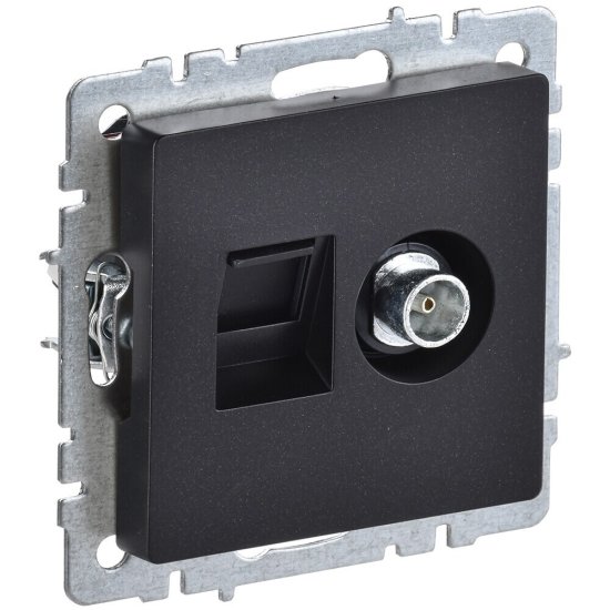 Розетка телевизионная/ компьютерная IEK Brite РТВ-РК12-БрЧ встраиваемая черная (BR-AK20-1-K02)