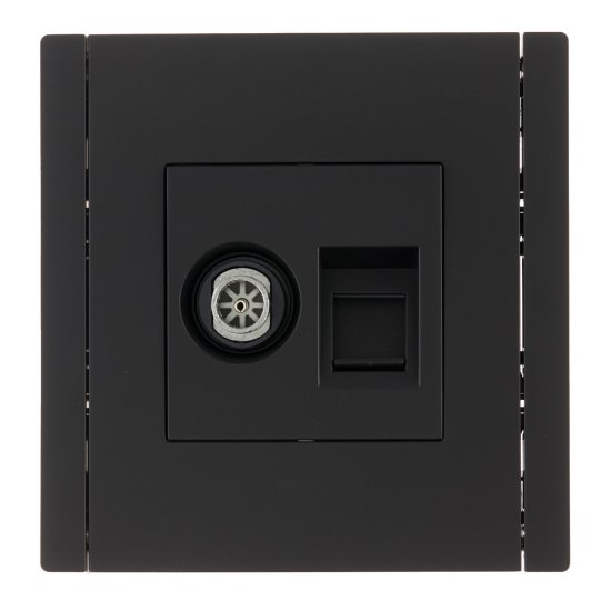 Розетка телевизионная/ компьютерная IEK Forte&Piano FP136 встраиваемая черная TV/ RJ45 (FP-AK20-1-K02)