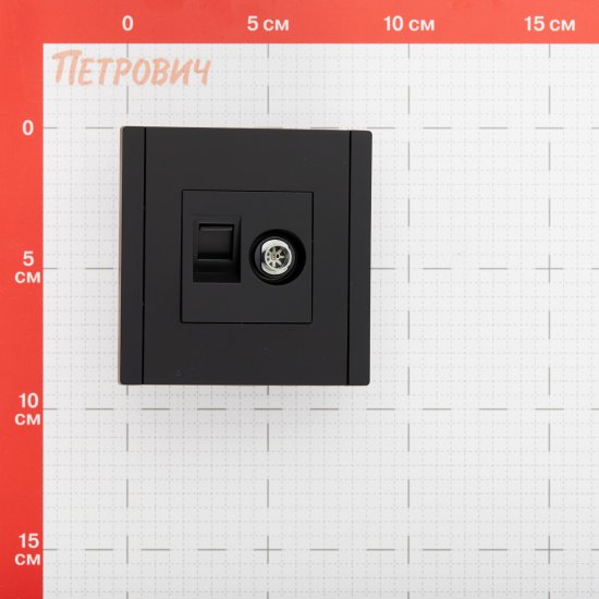Розетка телевизионная/ компьютерная IEK Forte&Piano FP136 встраиваемая черная TV/ RJ45 (FP-AK20-1-K02)