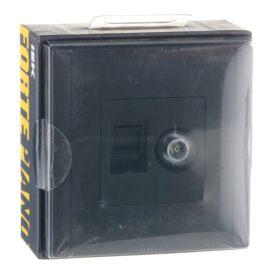 Розетка телевизионная/ компьютерная IEK Forte&Piano FP136 встраиваемая черная TV/ RJ45 (FP-AK20-1-K02)