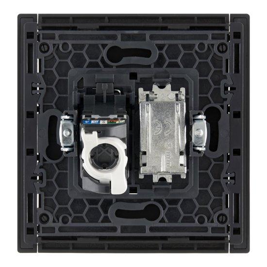 Розетка телевизионная/ компьютерная IEK Forte&Piano FP136 встраиваемая черная TV/ RJ45 (FP-AK20-1-K02)