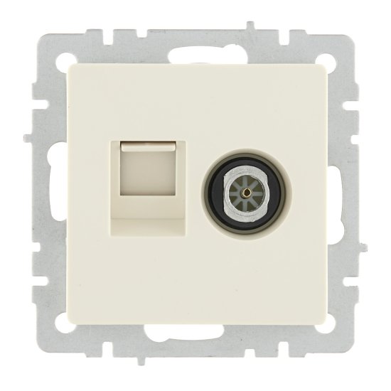 Розетка телевизионная/ компьютерная IEK Brite РТВ-РК12-БрКр встраиваемая бежевая (BR-AK20-1-K10)