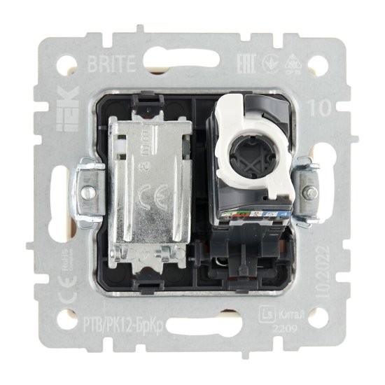 Розетка телевизионная/ компьютерная IEK Brite РТВ-РК12-БрКр встраиваемая бежевая (BR-AK20-1-K10)