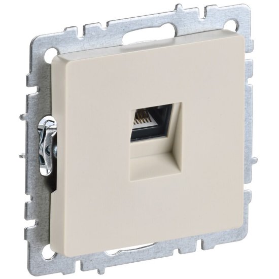 Розетка компьютерная IEK Brite РК10-БрКр встраиваемая бежевая (BR-K10-1-K10)