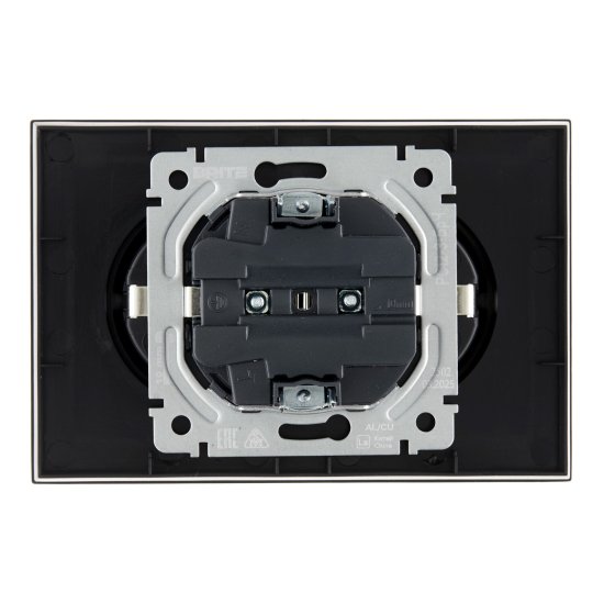 Розетка двойная IEK Brite РС12-3-БрЧ встраиваемая черная с заземлением (BR-R21-16-K02-F)